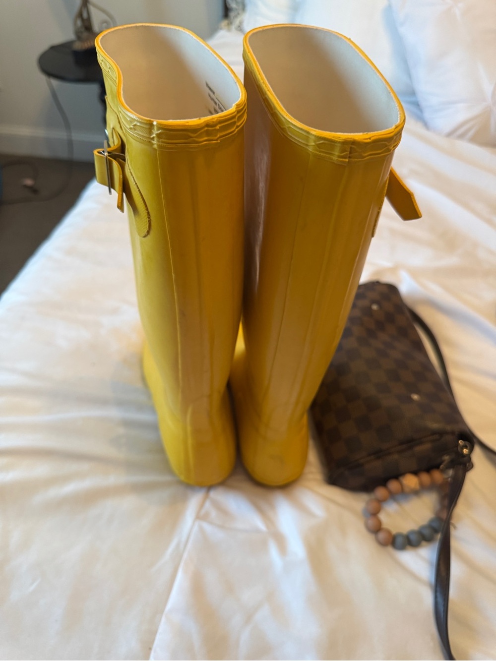 Hunter Bright Yellow Tall Rubber Rain Boots - Picture 2 of 4